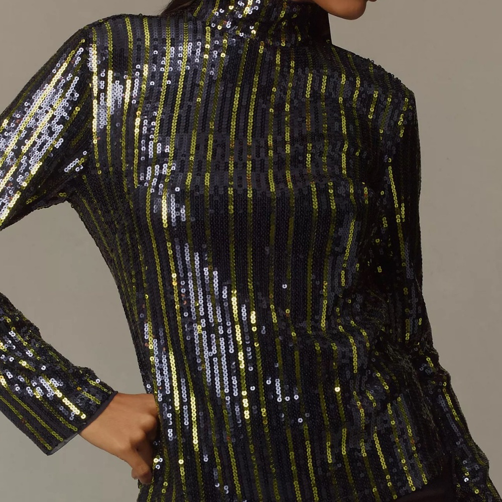 Maeve Stripe Sequin Turtleneck Blouse… from Anthropologie